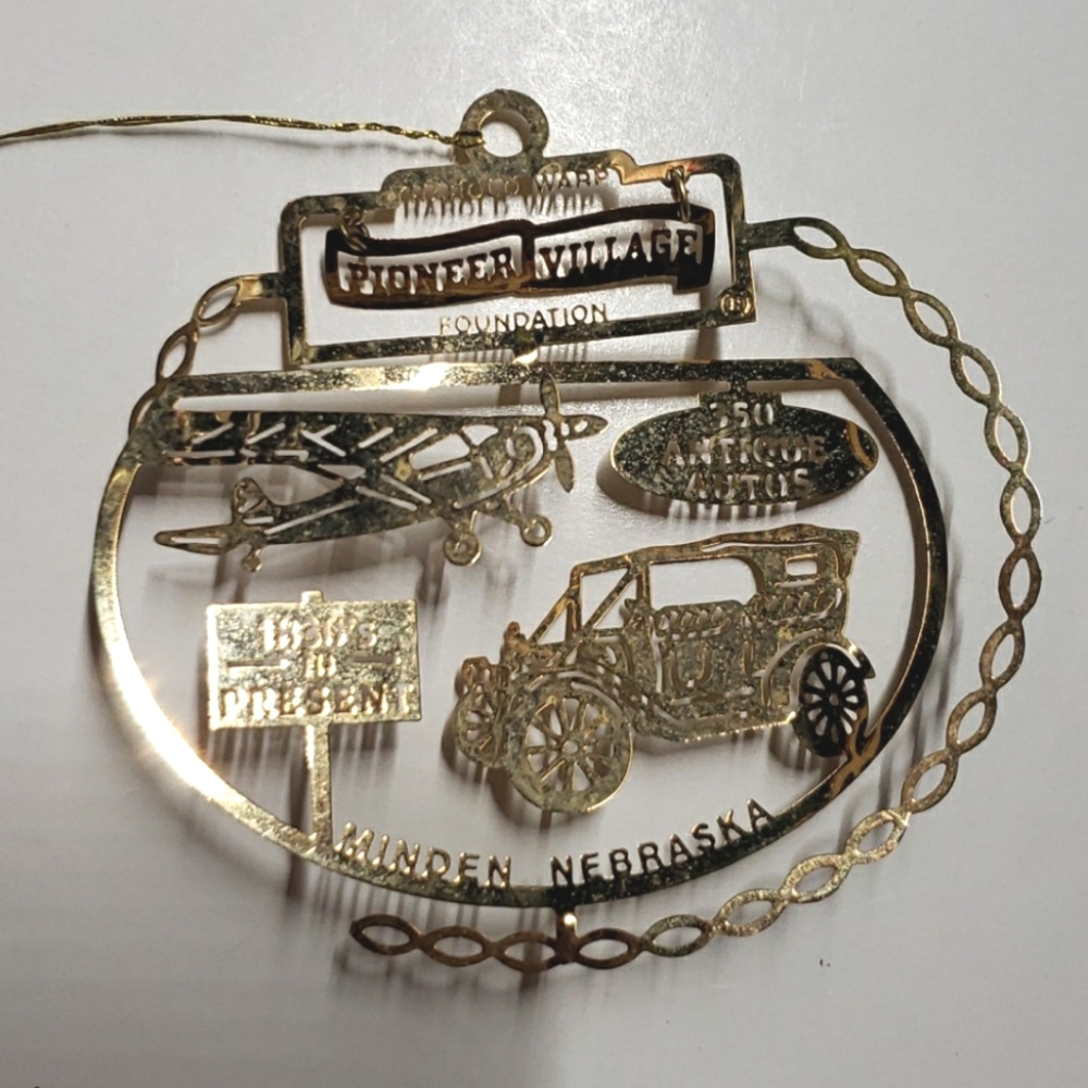 Minden Nebraska 24k Gold Brass Christmas Ornament Nation's Treasures Souvenir